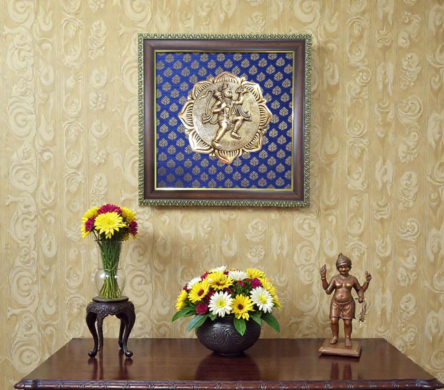 Lord Hanuman Wall Art, Hindu God Framed Art, Indian Home Decor
