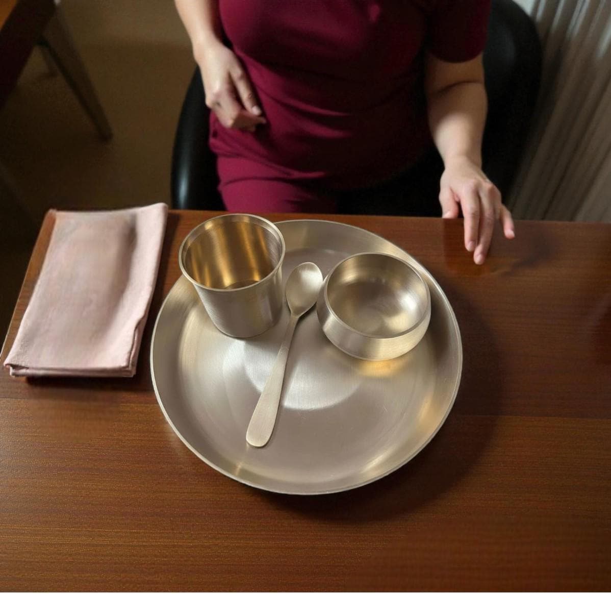 Bronze Breakfast Thali Set 9" – Handcrafted Minimalist Serveware | Sustainable Traditional Dining by CraftedHomes