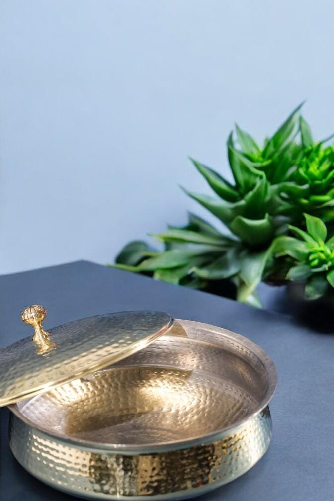 Pure Brass Lagan Handi for Cooking with Lid