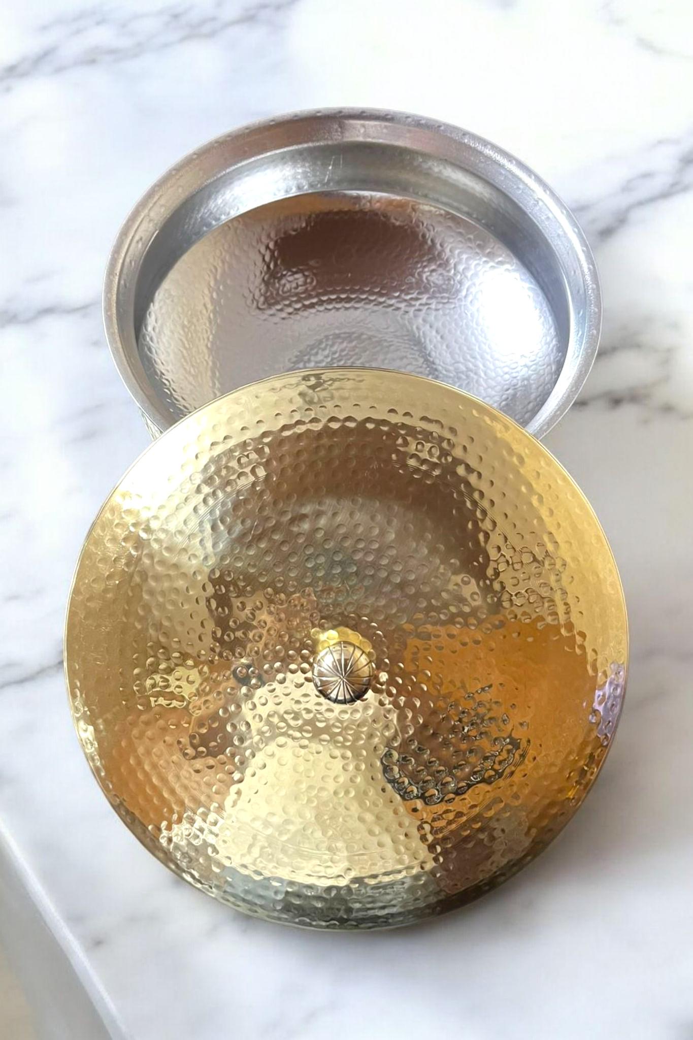 Pure Brass Lagan Handi for Cooking with Lid