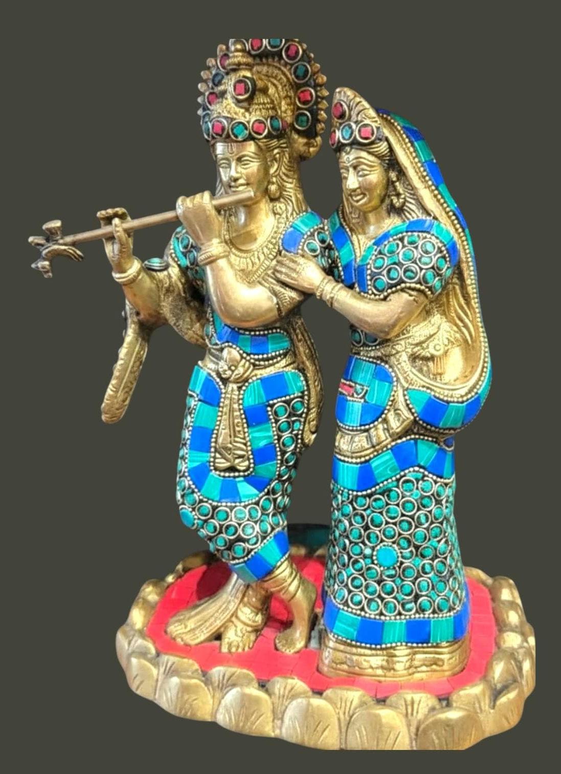 Handcrafted Radha Krishna Brass Idol | Spiritual Home & Pooja Décor