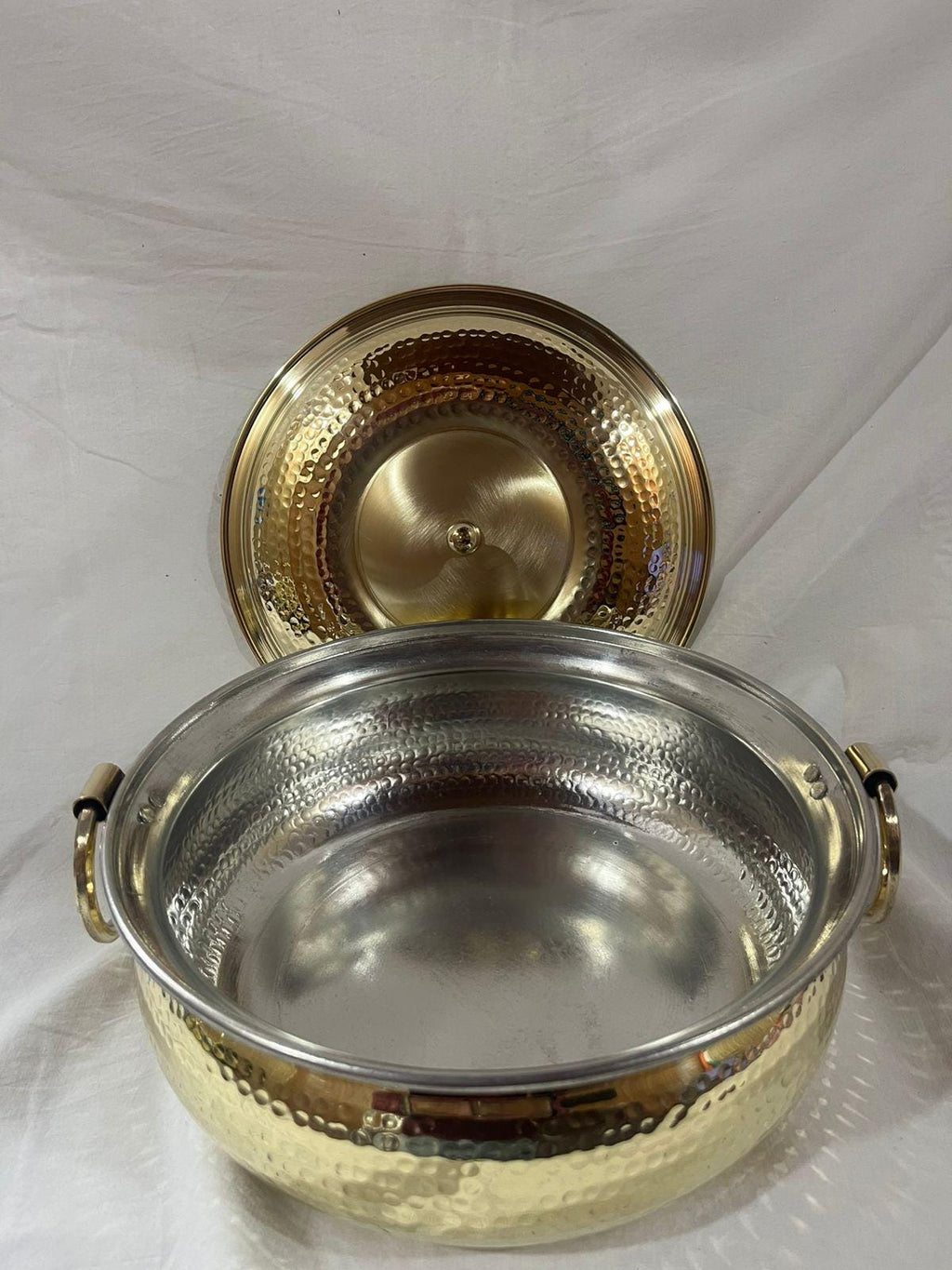 Pure Brass Lagan Handi with lid and Handles for Cooking