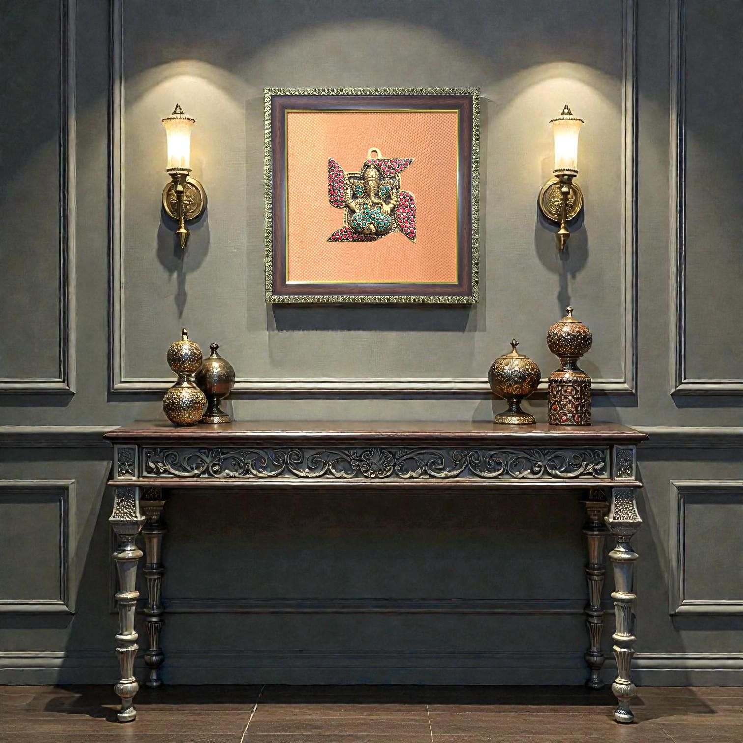 Brass Ganesha Wall Frame – Timeless Spiritual Elegance.