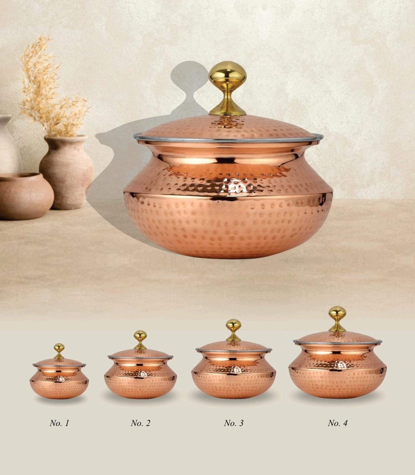 Hammered Copper Cooking Handi with Lid – Traditional Indian Cookware | Handcrafted Heritage Kitchen Essential