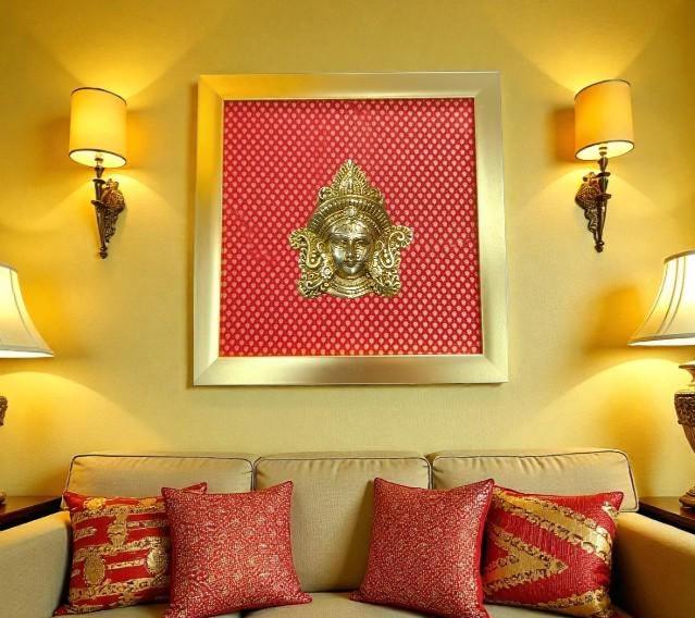 Brass Devi Face Wall Frame | Indian Ethnic Art, Luxury Gift