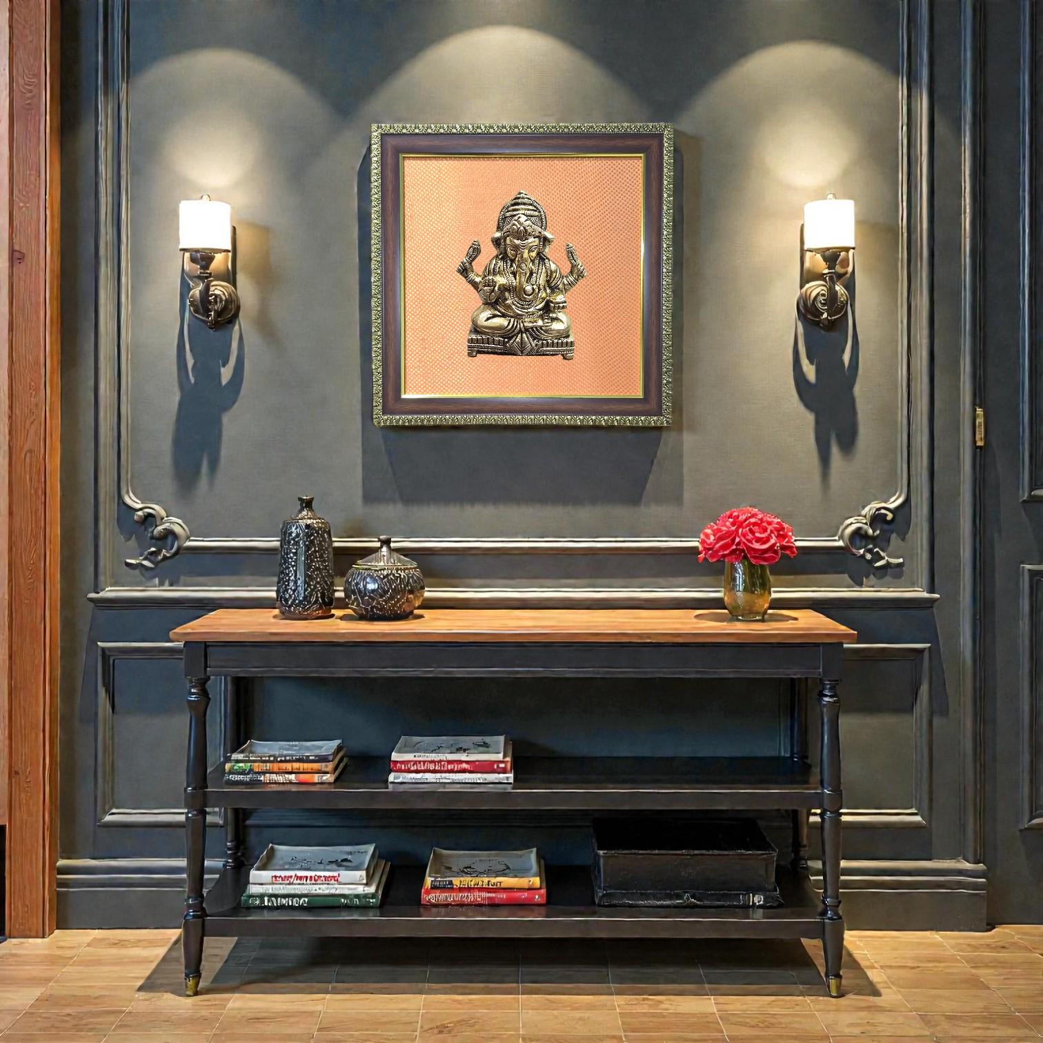 Brass Ganesha Wall Frame – Timeless Spiritual Elegance.