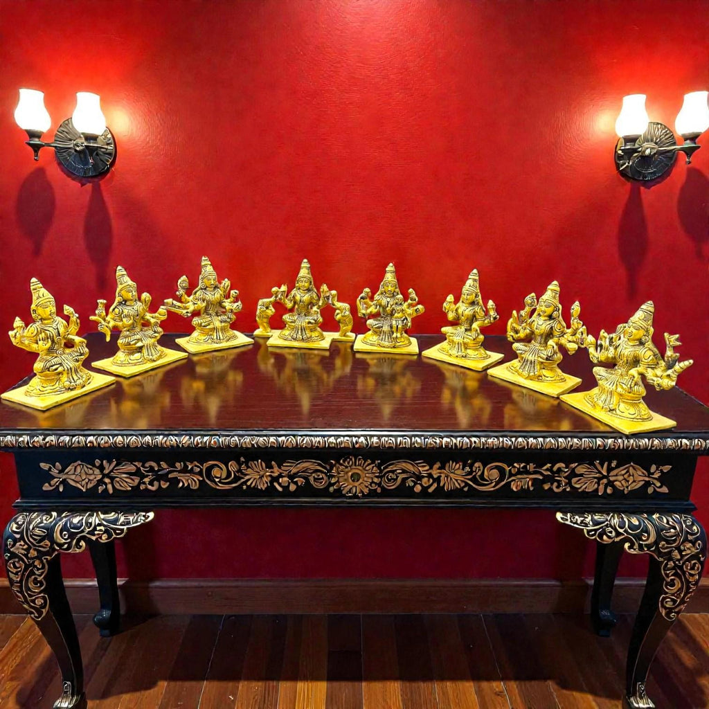 Ashta Lakshmi Brass Idol Set | Traditional Pooja Decor, 5.5"