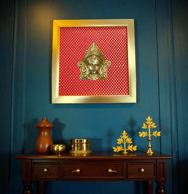 Brass Devi Face Wall Frame | Indian Ethnic Art, Luxury Gift