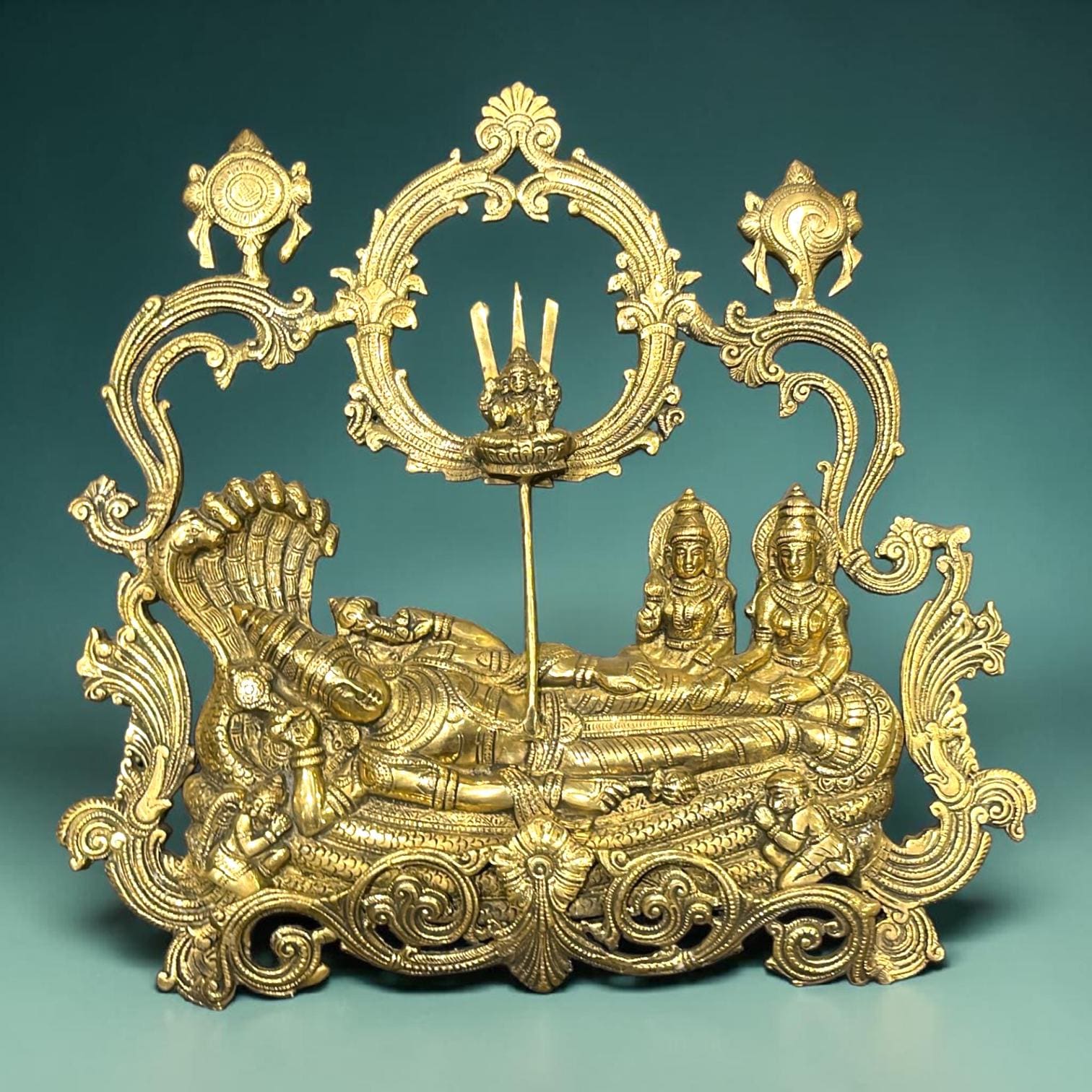 Brass Ananta Padmanabha Wall Hanging – Handcrafted Vishnu Reclining Idol, South Indian Temple Art