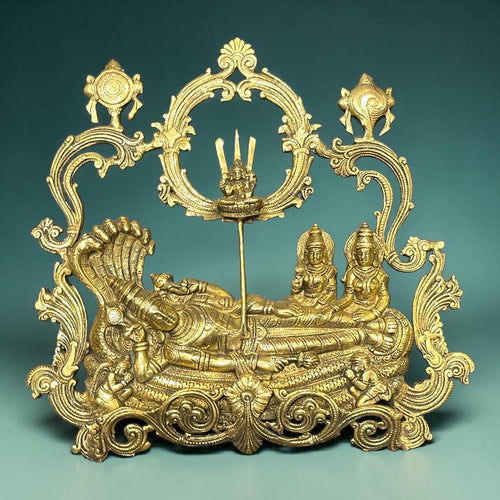 Brass Ananta Padmanabha Wall Hanging – Handcrafted Vishnu Reclining Idol, South Indian Temple Art