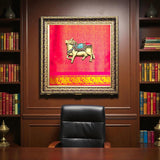 Brass Nandi Pink Silk Wall Frame – A Sacred Symbol of Devotion and Strength- customize with other idols on this frame