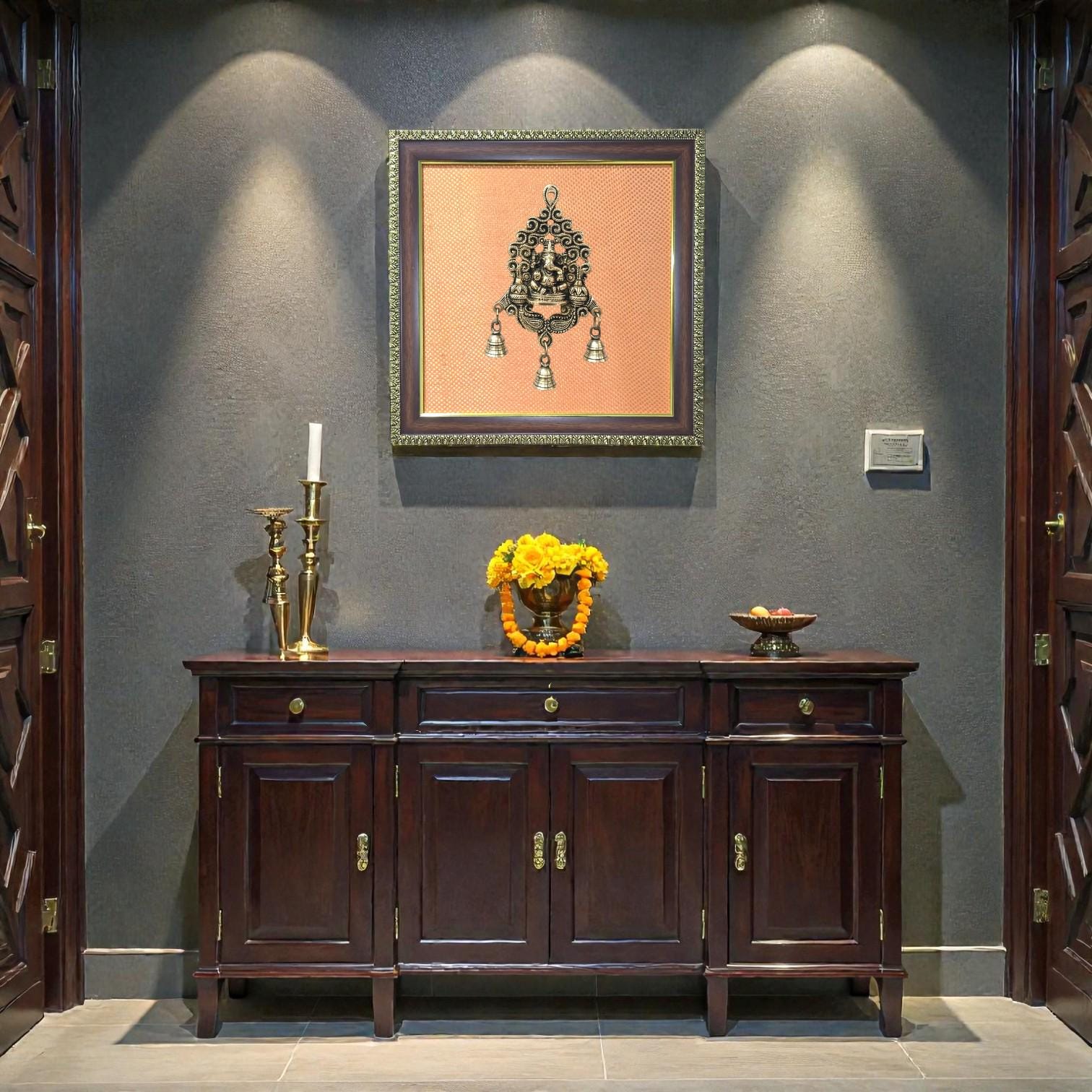 Brass Ganesha Wall Frame – Timeless Spiritual Elegance.