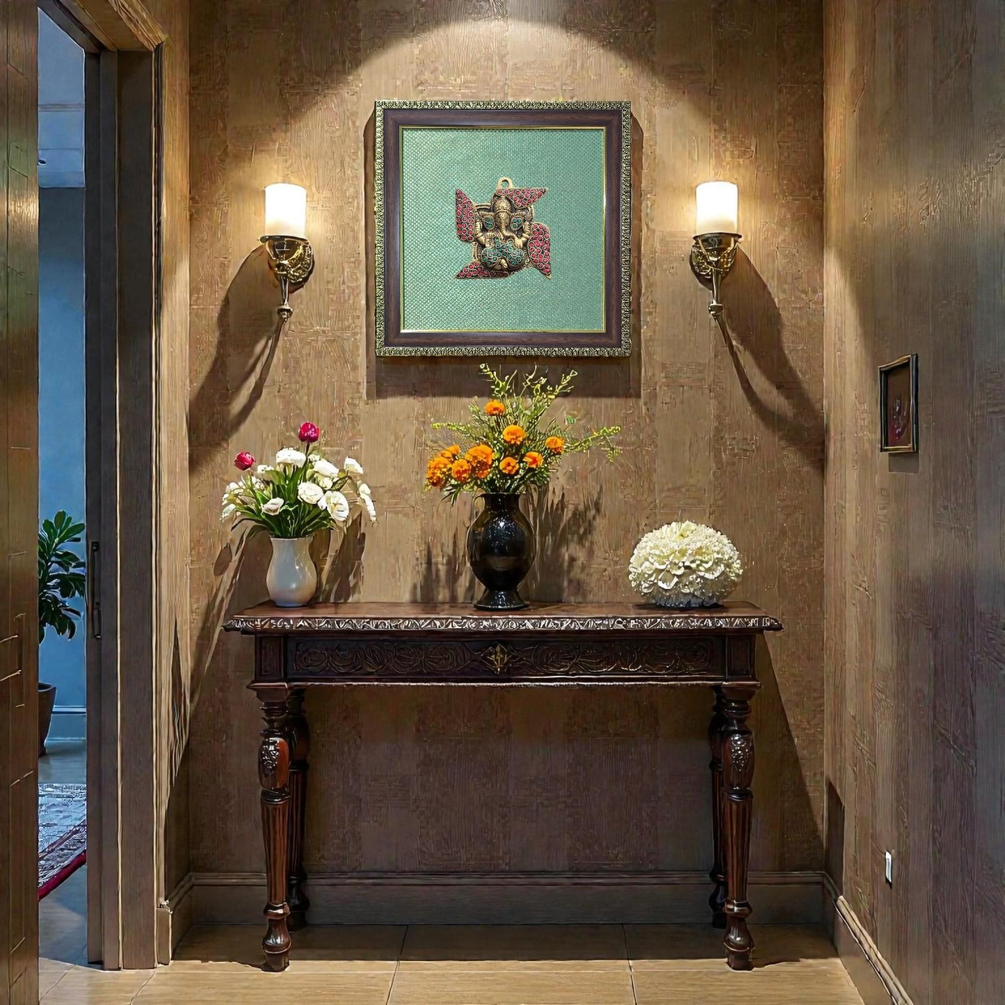 Brass Ganesha Wall Frame – Timeless Spiritual Elegance.