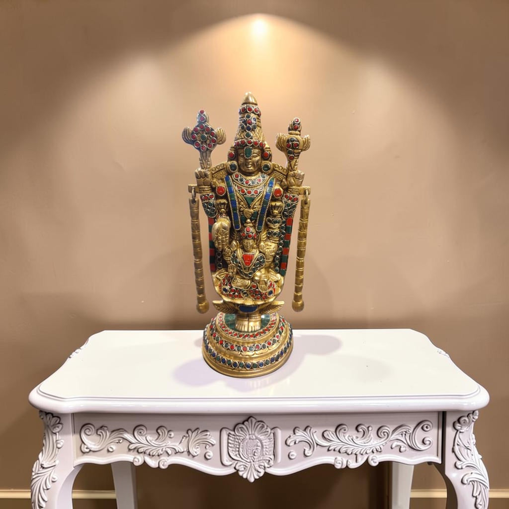 Lord Balaji Premium Brass Idol – 13 Inches | 2.8 Kgs | Housewarming & Spiritual Gift