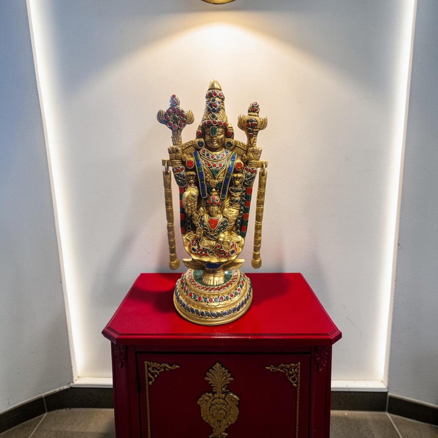Lord Balaji Premium Brass Idol – 13 Inches | 2.8 Kgs | Housewarming & Spiritual Gift