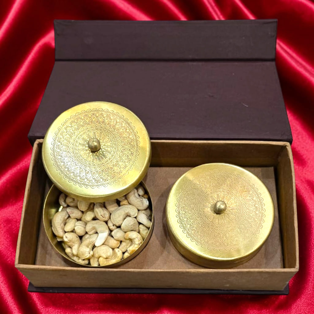 Diwali Hamper S3 – Royal Heritage Brass Dry Fruit Gift Set