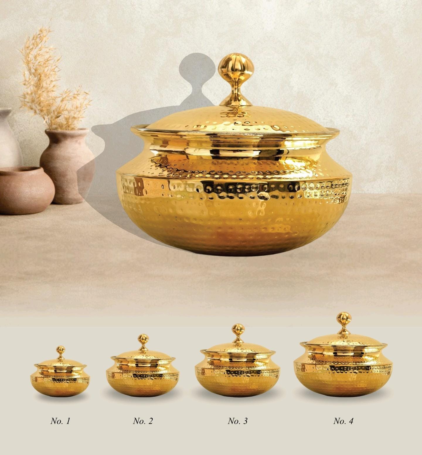Hammered Brass Handi with Lid – Traditional Indian Cookware | Handcrafted Heritage Cookware by CraftedHomes