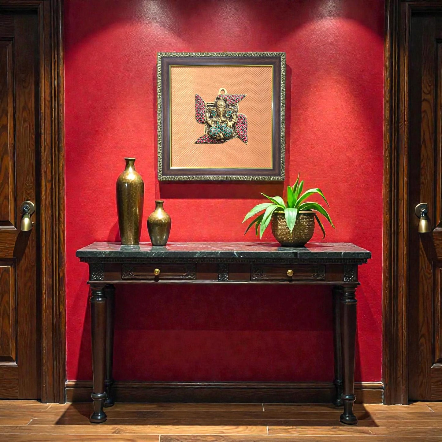 Brass Ganesha Wall Frame – Timeless Spiritual Elegance.