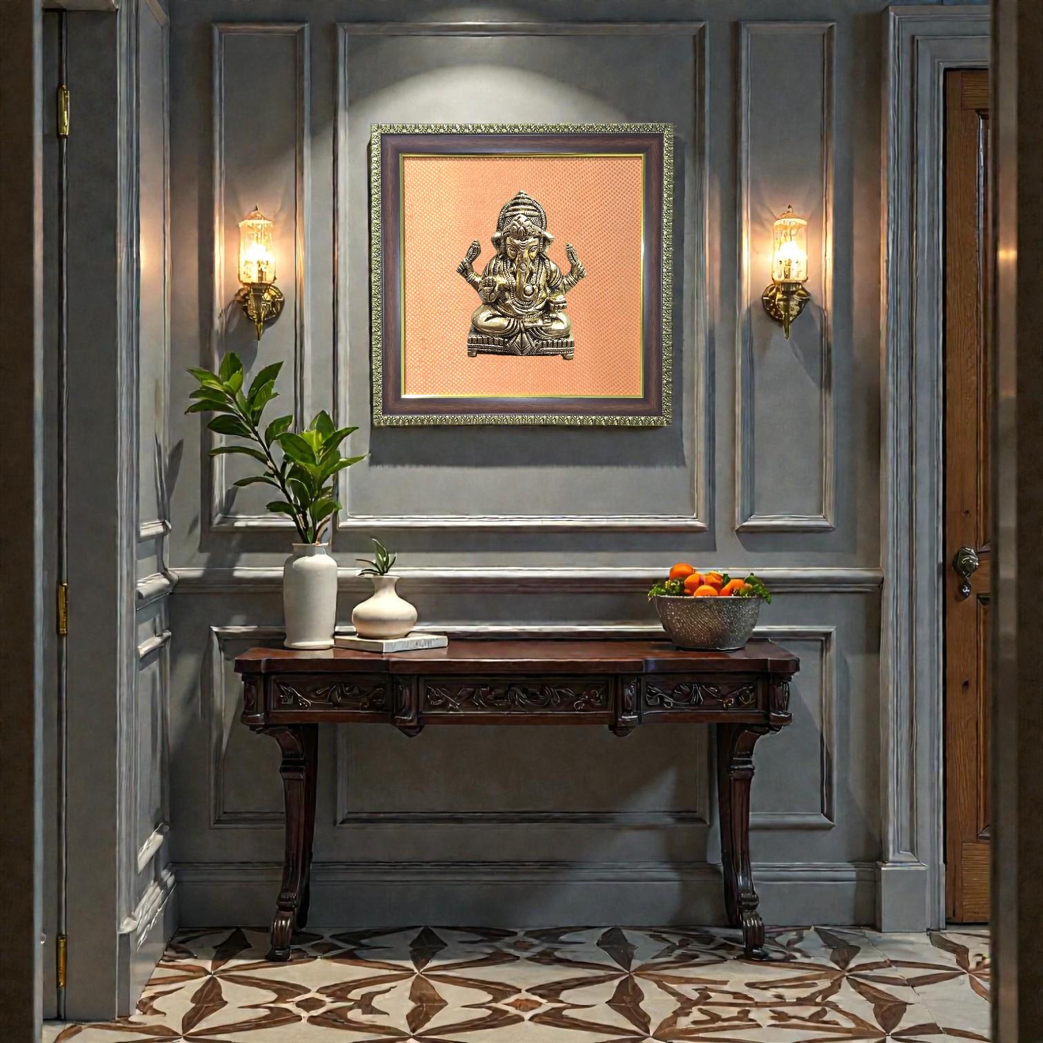 Brass Ganesha Wall Frame – Timeless Spiritual Elegance.