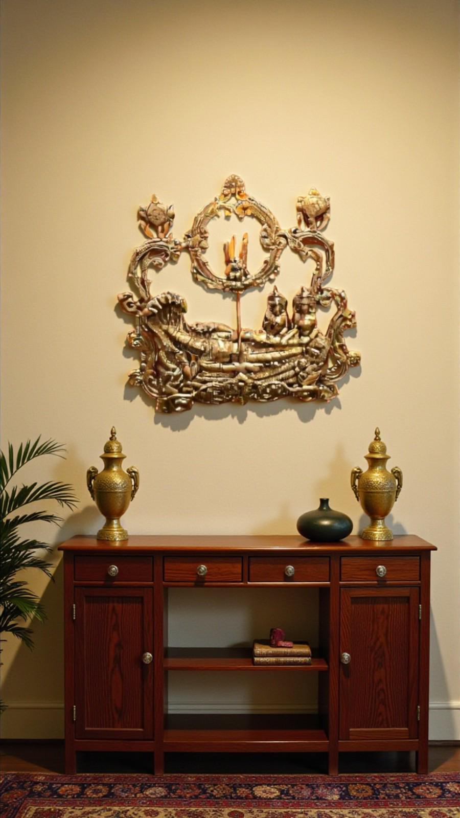 Brass Ananta Padmanabha Wall Hanging – Handcrafted Vishnu Reclining Idol, South Indian Temple Art