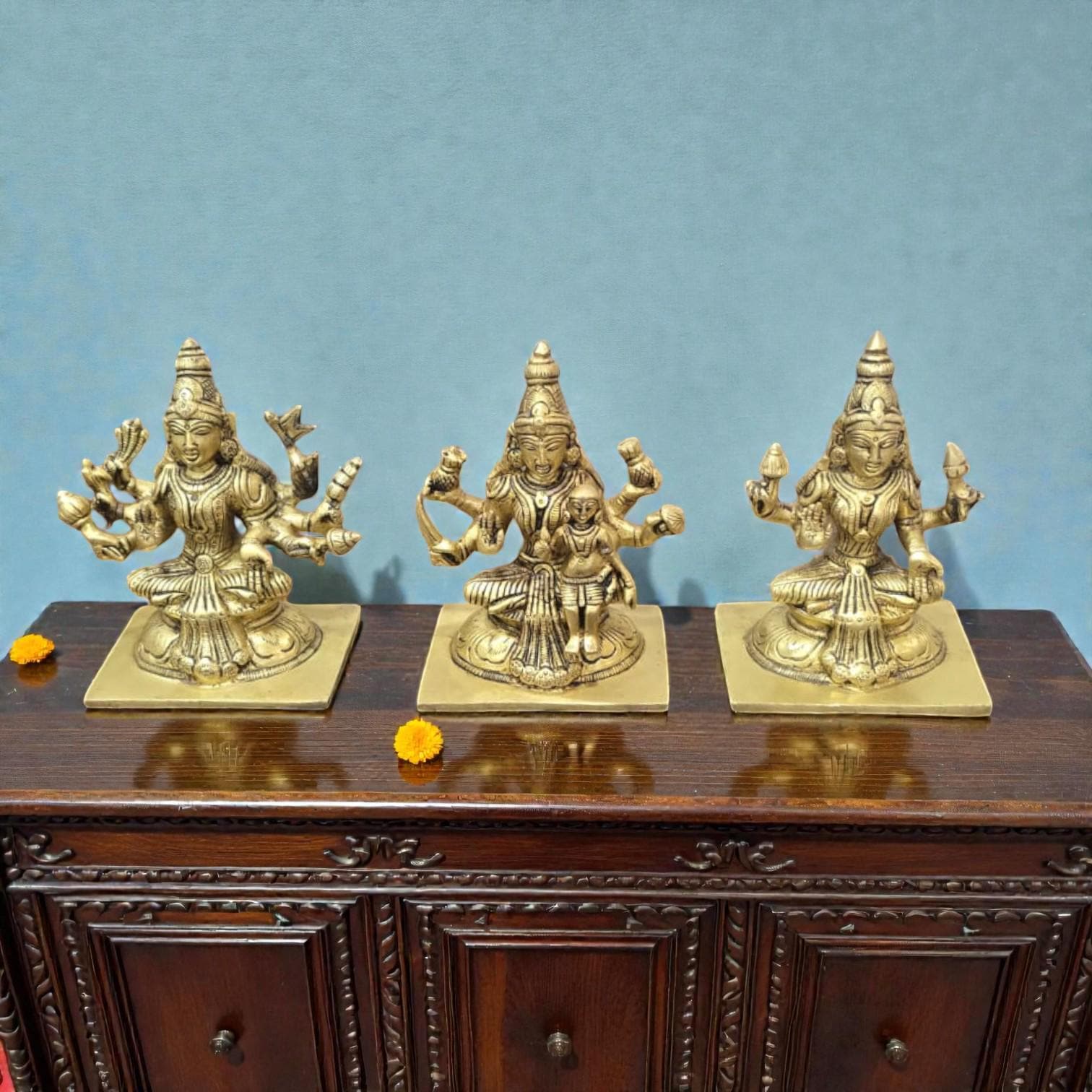 Ashta Lakshmi Brass Idol Set | Traditional Pooja Decor, 5.5"