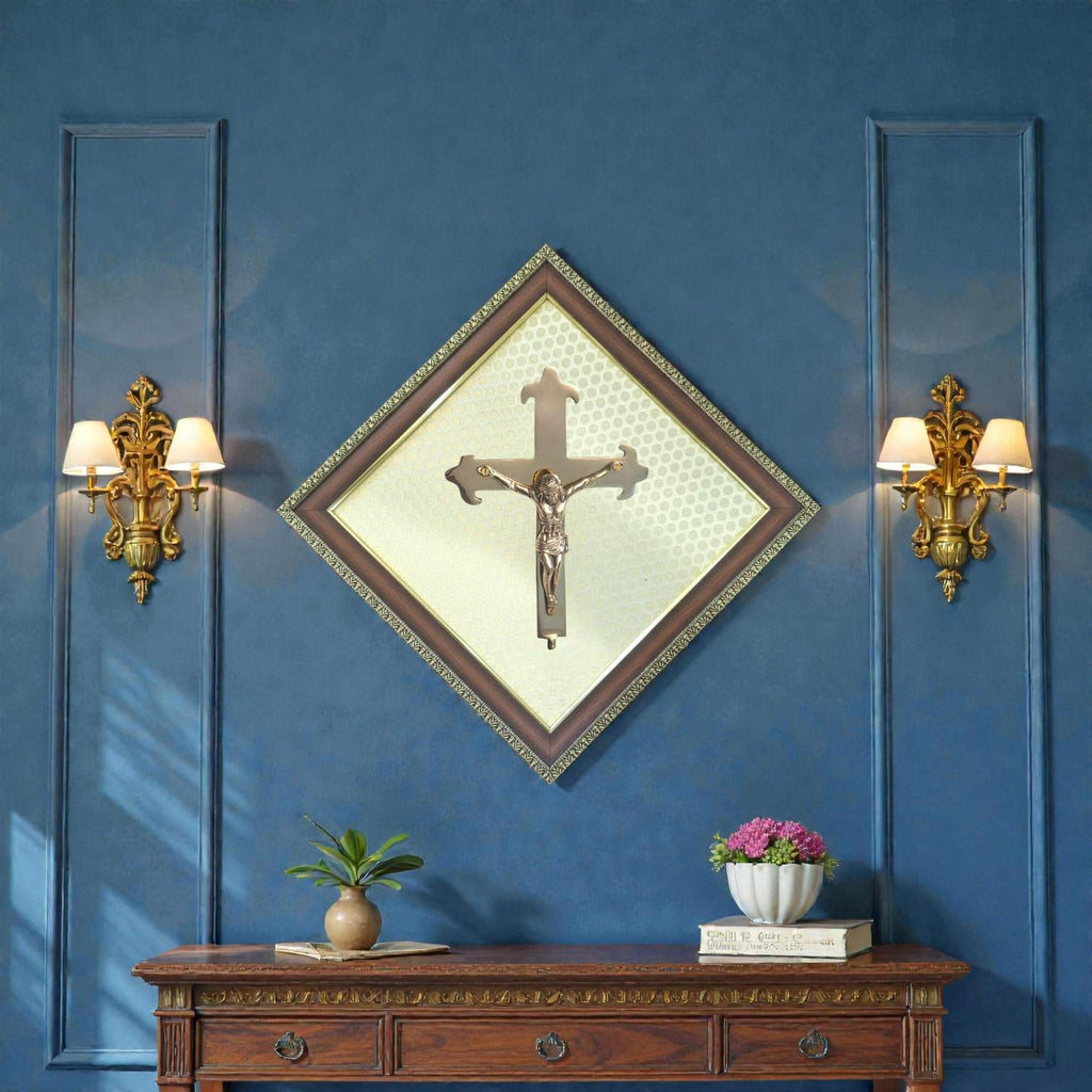Handcrafted Christian Wall Crucifix | Elegant Wooden Frame | Sacred Home Décor