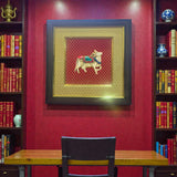 Beige and Red Silk Wall Frame – Customize with Nandi. Message us today.