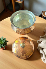 Hammered Copper Cooking Handi with Lid – Traditional Indian Cookware | Handcrafted Heritage Kitchen Essential