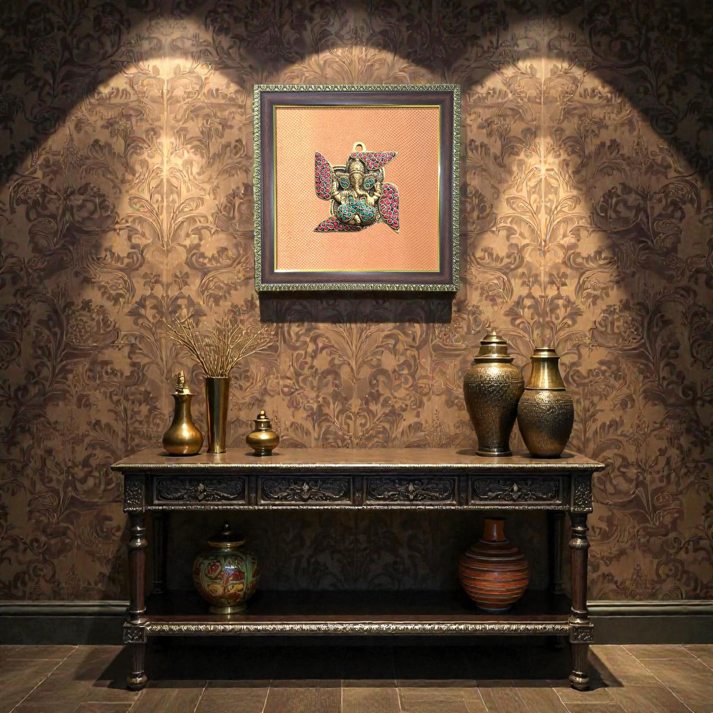 Brass Ganesha Wall Frame – Timeless Spiritual Elegance.