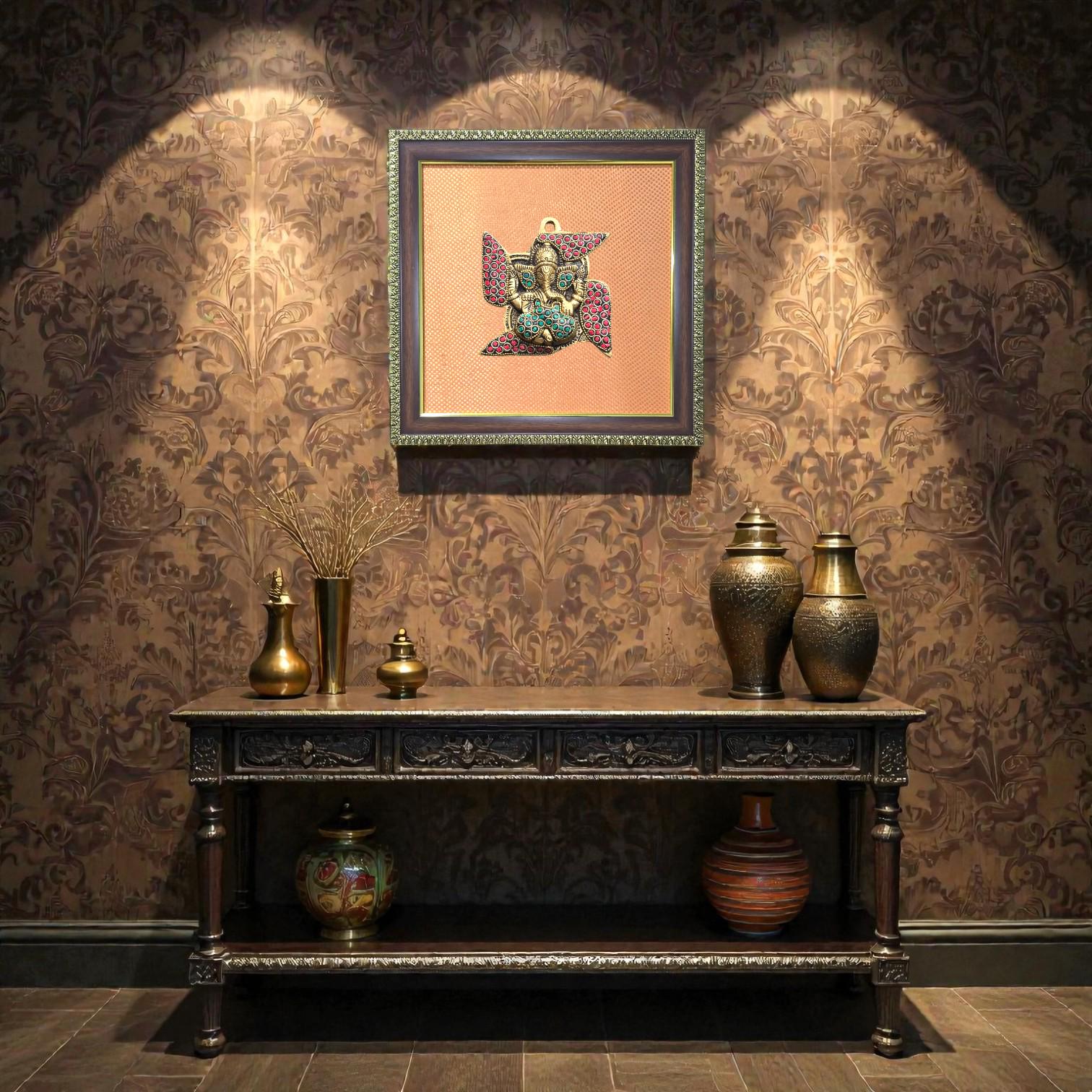 Brass Ganesha Wall Frame – Timeless Spiritual Elegance.