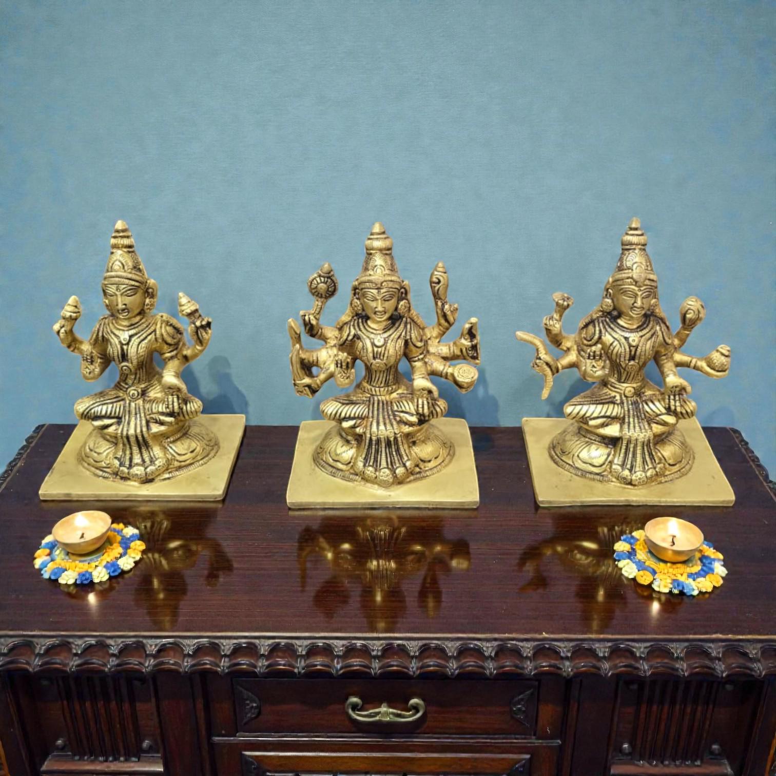 Ashta Lakshmi Brass Idol Set | Traditional Pooja Decor, 5.5"