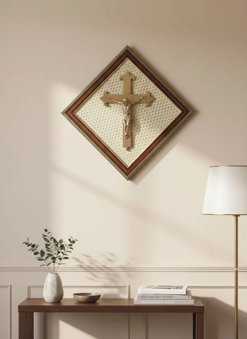 Handcrafted Christian Wall Crucifix | Elegant Wooden Frame | Sacred Home Décor